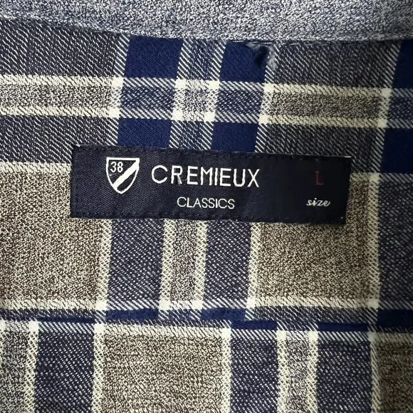 Daniel Cremieux Mens Shirt Large Button Down Shirt Blue Grey Plaid - Picture 6 of 10